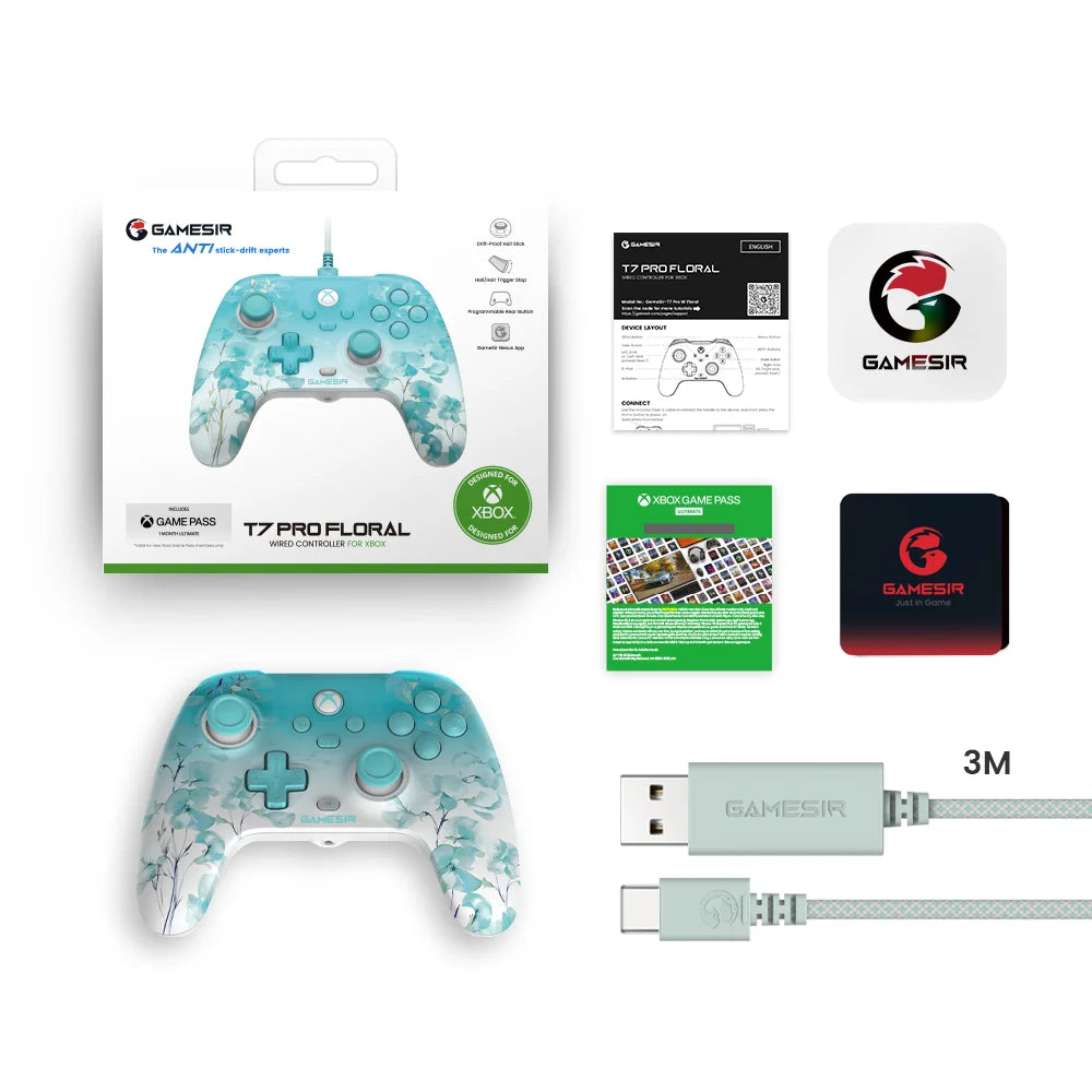 T7 Pro Floral Xbox Gamepad Hall Effect Game Controller for Xbox Series X, Xbox Series S, Xbox One X | S game console