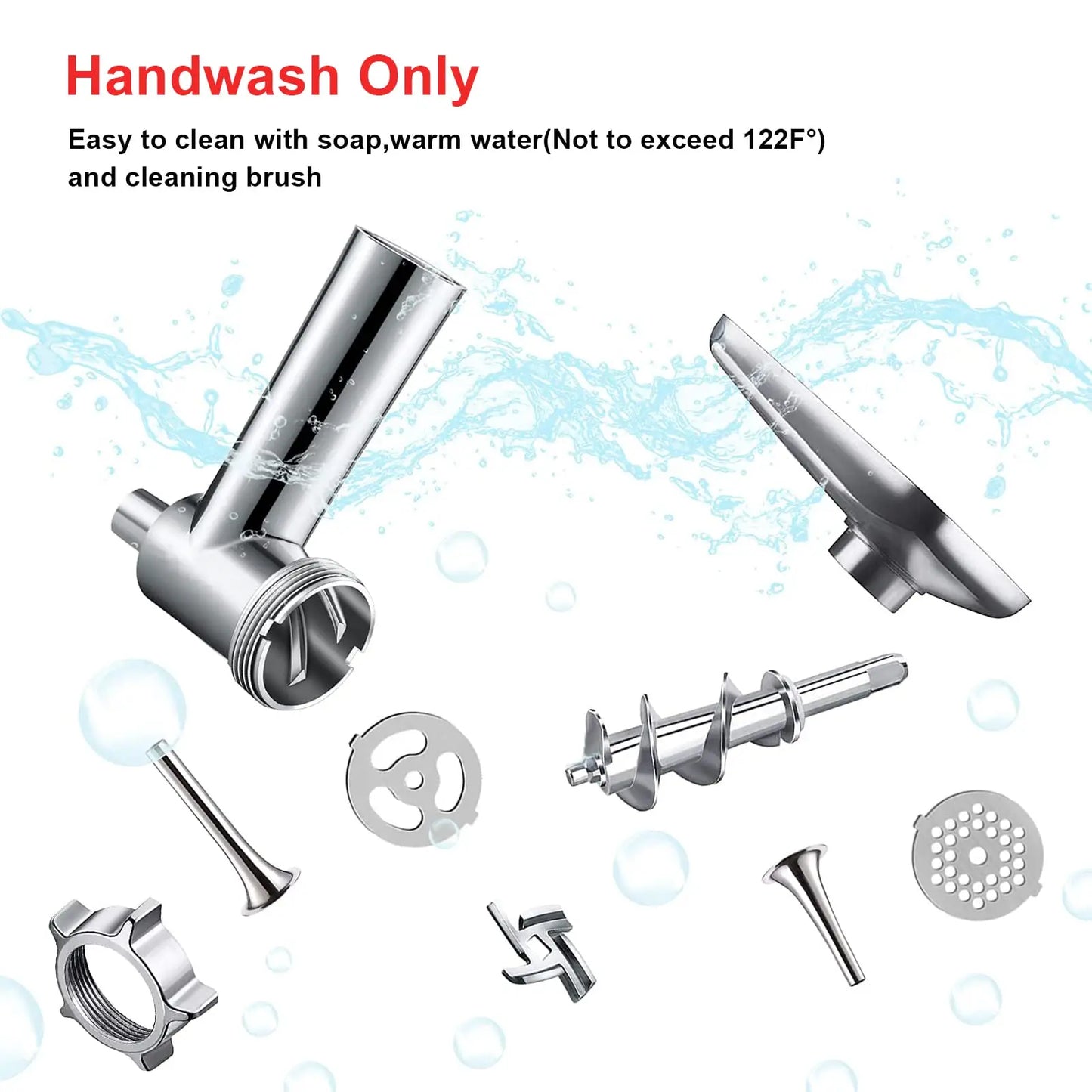 Metal Meat Grinder Attachment for KitchenAid Stand Mixer with 4 Grinding Plates 3 Sausage Tubes 2 Blades