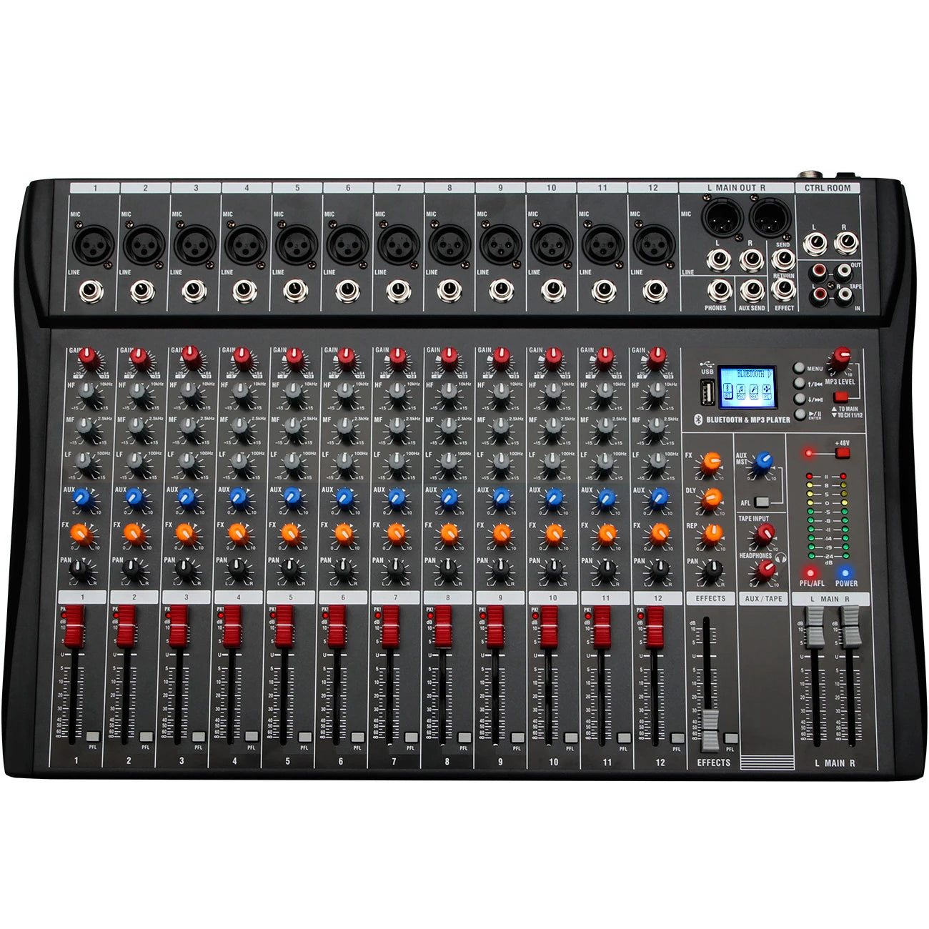6//8/12 Channel Professional Audio Mixer Studio Audio Console USB MP3 Input 48v Phantom Power DJ Console