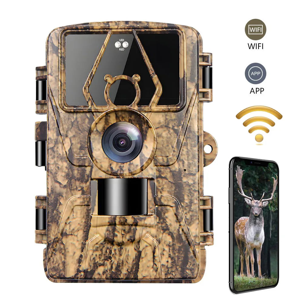 8K WiFi Waterproof Trail Camera PR801W 60MP Supports APP Viewing for Outdoor Animal Hunting Night Vision and Farm Monitoring