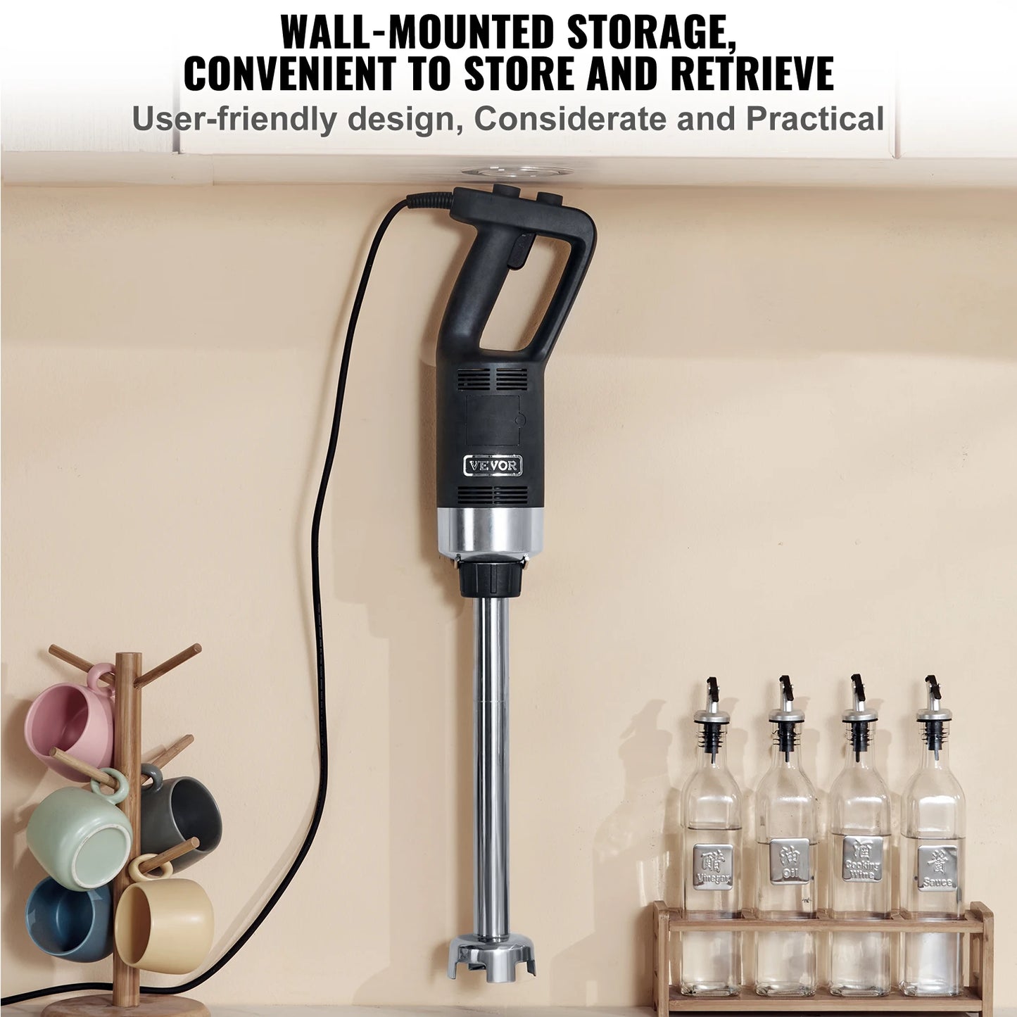 16" Commercial Immersion Blender Heavy Duty Hand Mixer Multi-Purpose Portable Mixer for Soup Smoothie Puree Baby Food