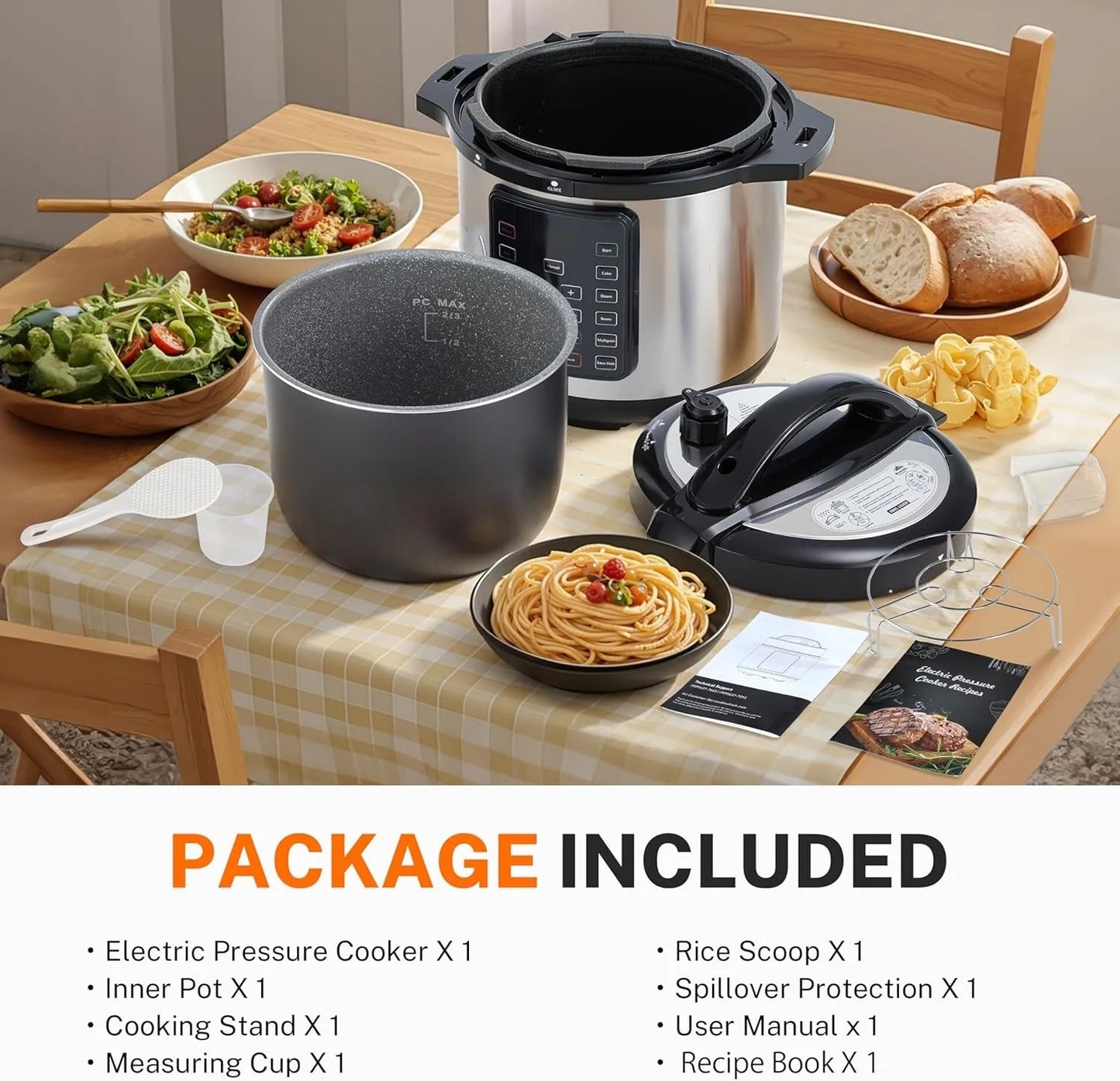 16-in-1 Electric Pressure Cooker,8QT Stainless Steel&Non-Stick Multi Cooker