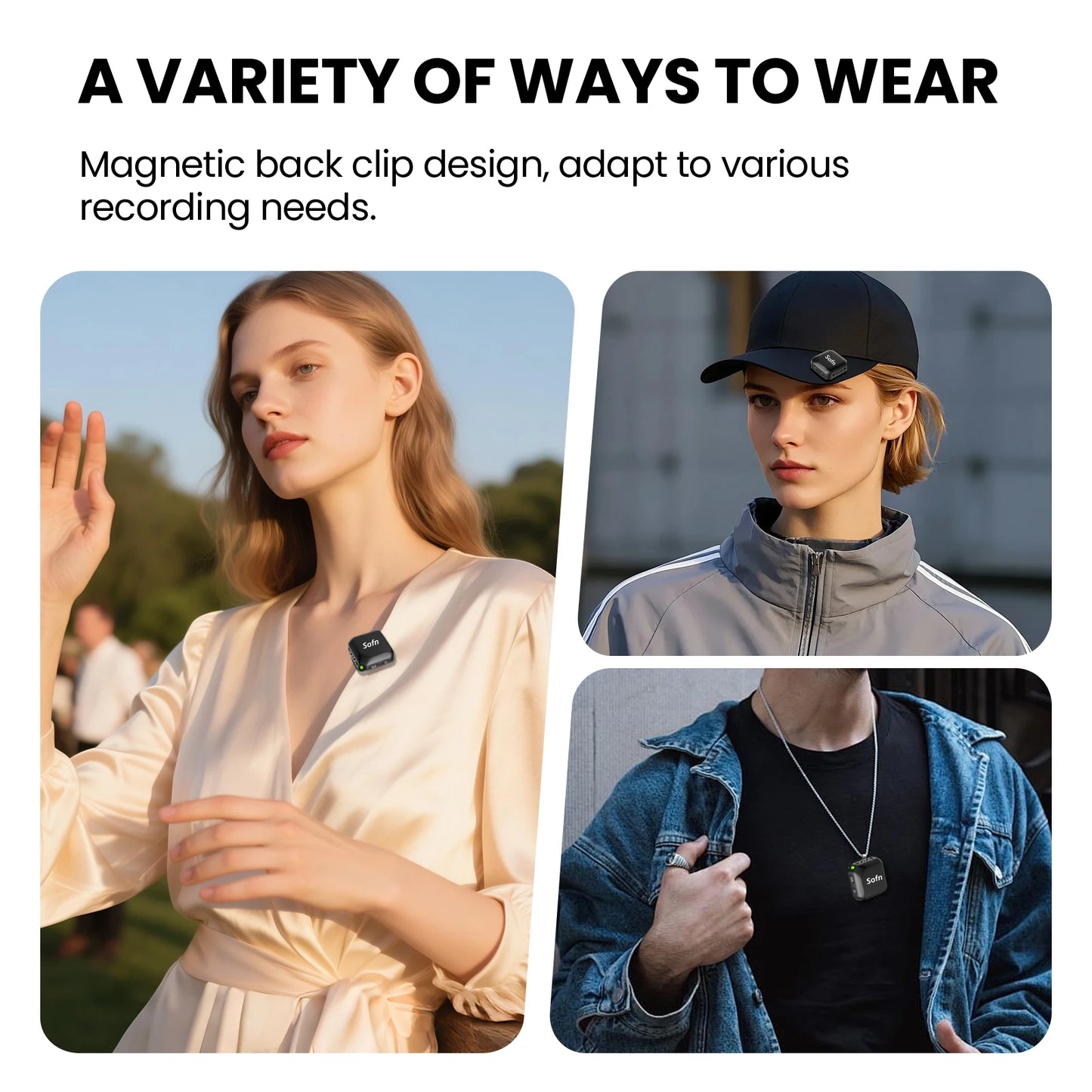 Wireless Lavalier Microphone for iPhone and Android(Lightning & USB-C),Lapel Mini Mic with 3-Level AI Noise Reduction,Wireless Mic with Magnetic Sheet for Video Recording,Vlog,Podcast