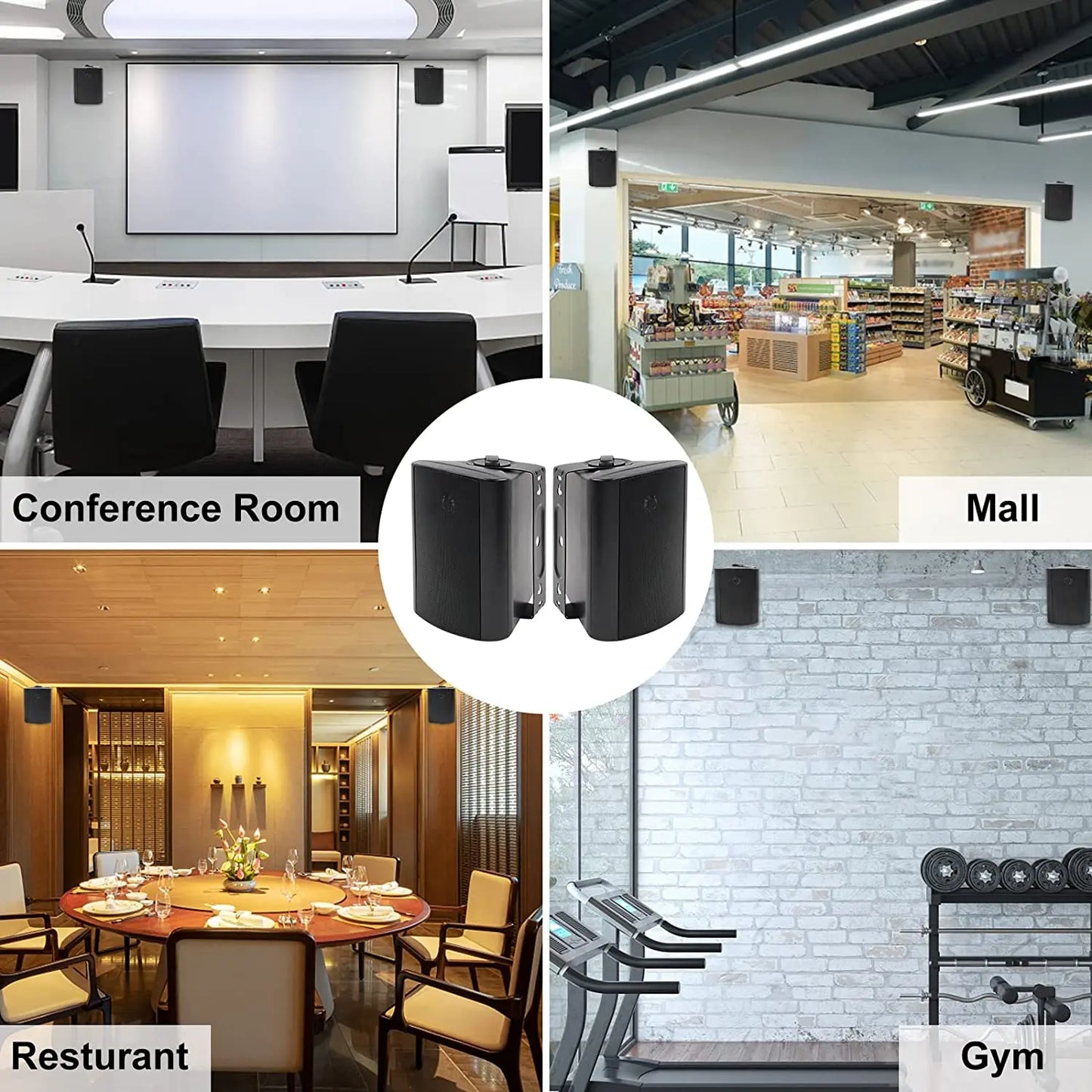 2PCS 4'' 200W Passive Wired Outdoor Speakers With Powerful Bass Expansive Stereo Sound Coverage All-Weather Durability