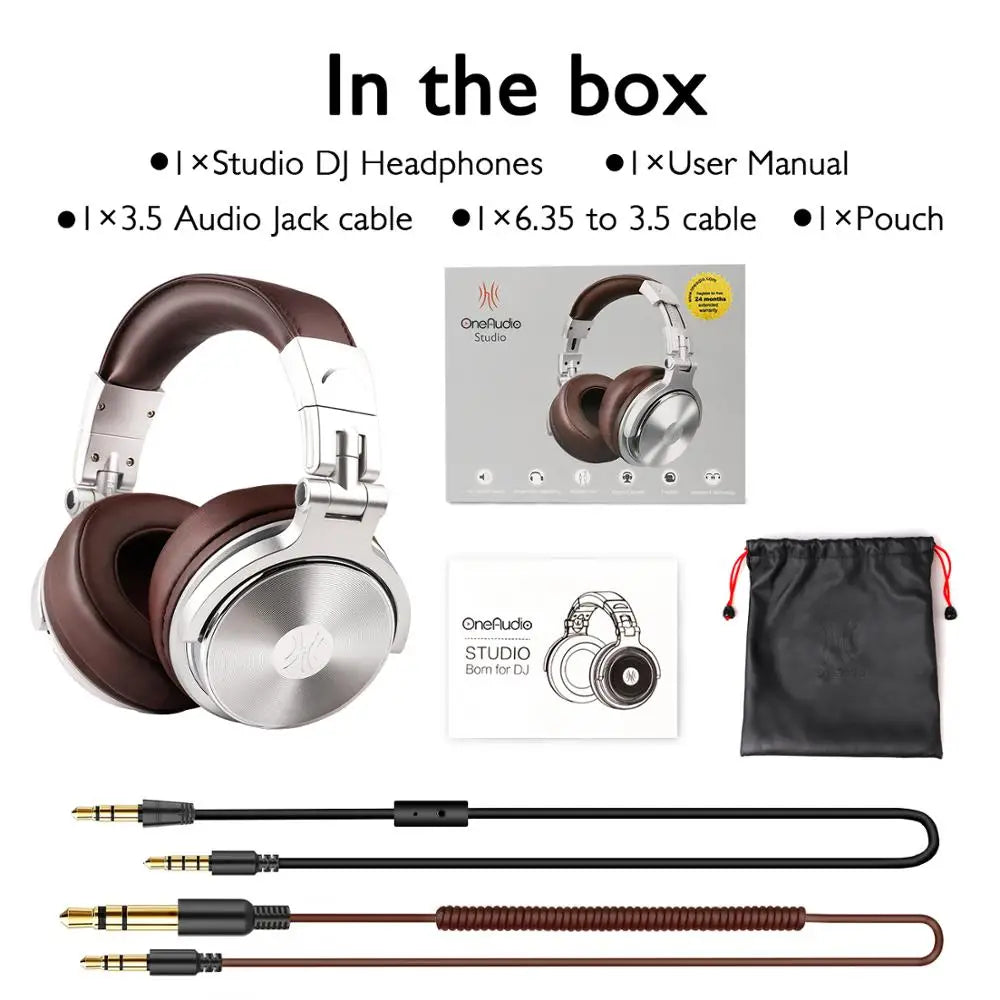 Professional Studio DJ Headphones With Microphone Over Ear Wired Earphones HiFi Monitors Foldable Gaming Headset