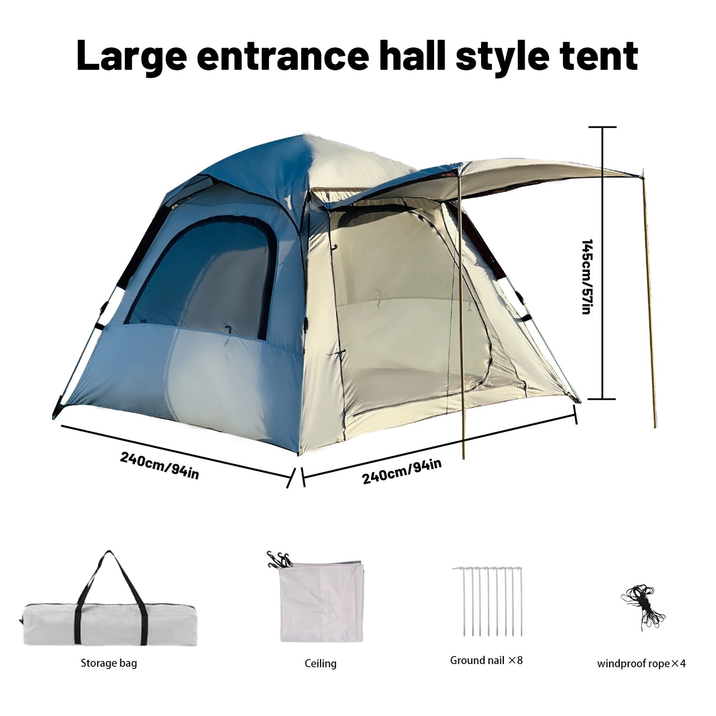 2-3 Person outdoor camping pop-up tent waterproof, windproof and rainproof carpa ventilation upgrade bring storage bag camping
