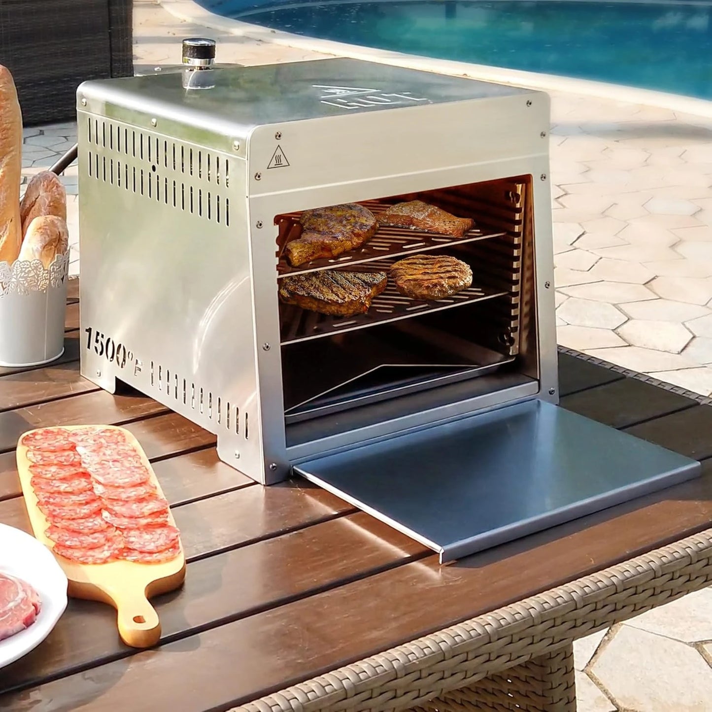 1500°F Portable Infrared Propane Gas Grill - Outdoor Steak Broiler Sear Station with Pizza Customized Salamander BBQ Grill
