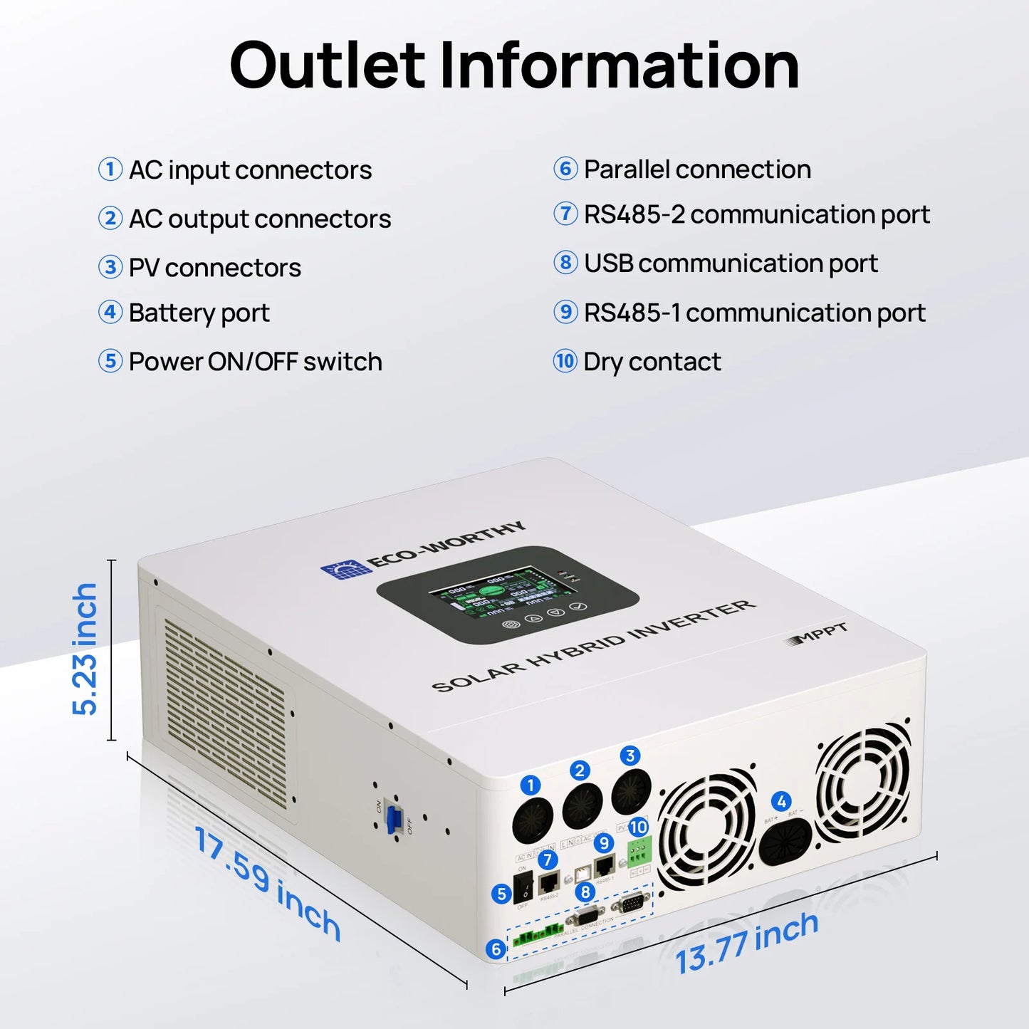 Home Backup Power 6PCS 30.72kwh 48V 100AhLiFePO4 Lithium Battery +10KW 48V Off-grid Inverter for Solar Energy