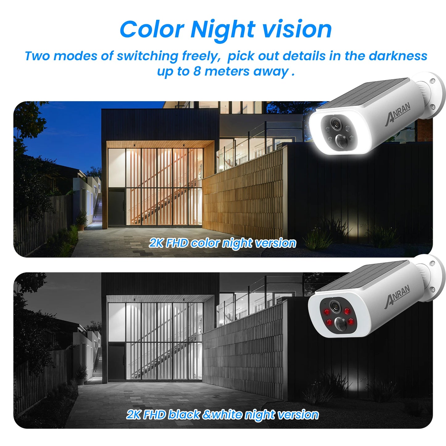 Solar Camera 4PCS Home Security Cameras Set 2.4G Wireless WIFI Camera Built-in Battery,Floodlight,Color Night Vision
