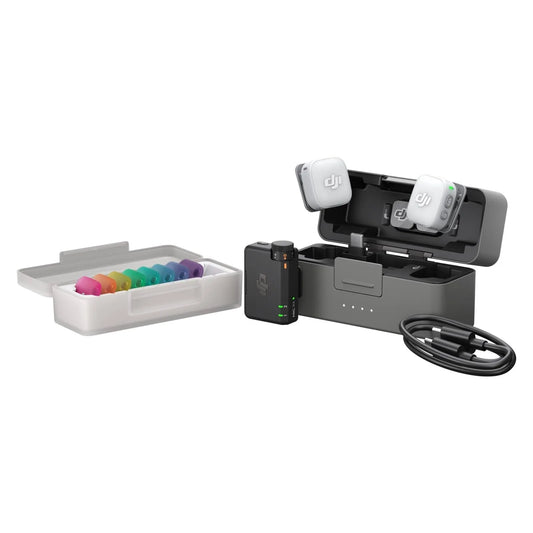 DJI Mic Mini 2, Compact Wireless Microphone, Long Range Transmission, Noise Cancelling, 2 TX + 1 RX + Charging Case