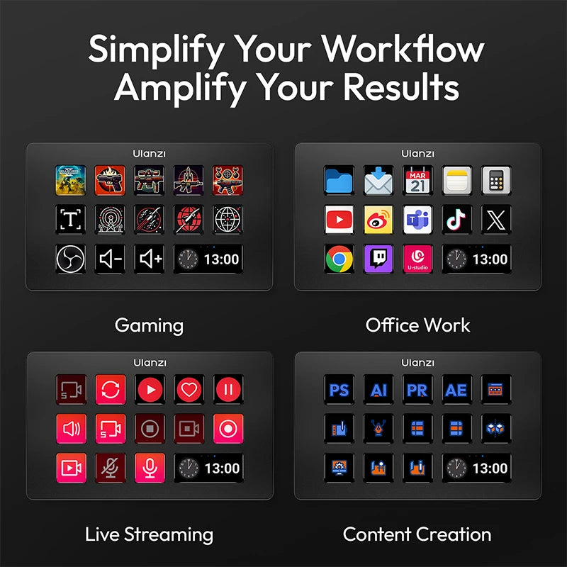 Ulanzi D200/D200X/D100H Production Console and Studio Controller for Gaming/Office/Livestreaming/Content Creation Youtube Tiktok