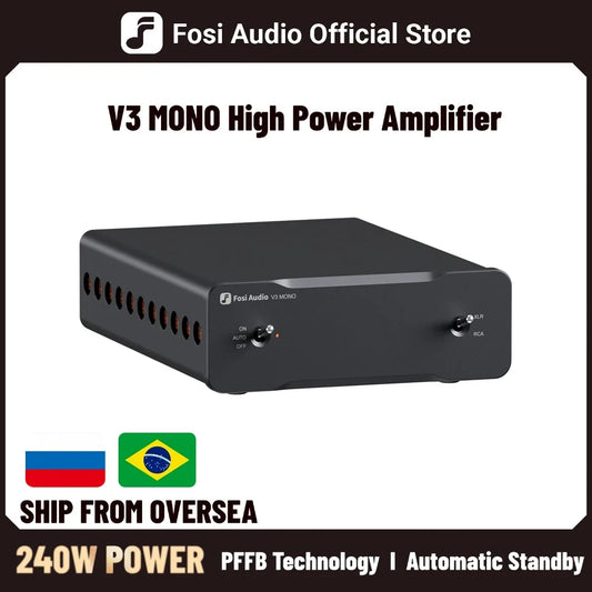 Fosi Audio V3 Mono Power Amplifier TPA3255 240W Subwoofer Amplifier PFFB Class D Mini HIFI Amp For Home