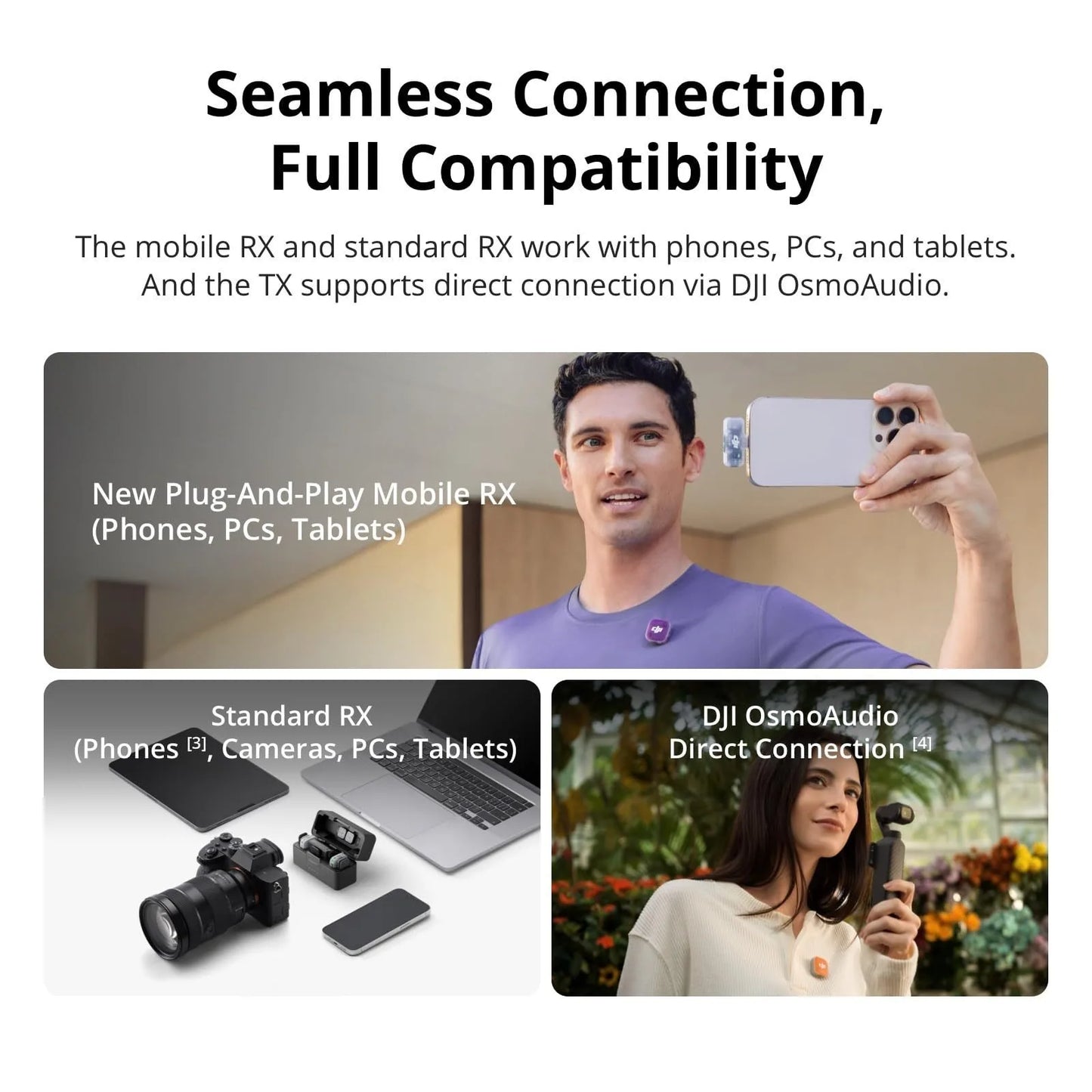 DJI Mic Mini 2, Compact Wireless Microphone, Long Range Transmission, Noise Cancelling, 2 TX + 1 RX + Charging Case
