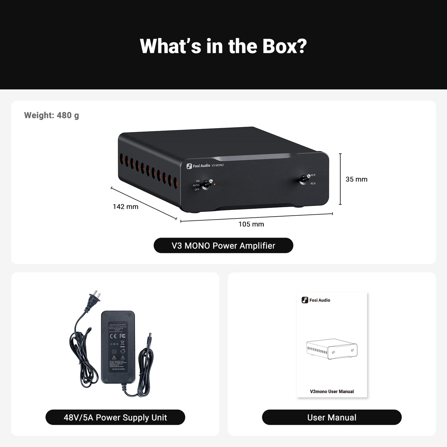 Fosi Audio V3 Mono Power Amplifier TPA3255 240W Subwoofer Amplifier PFFB Class D Mini HIFI Amp For Home