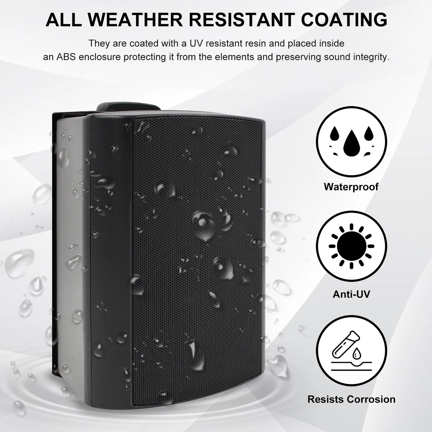 2PCS 4'' 200W Passive Wired Outdoor Speakers With Powerful Bass Expansive Stereo Sound Coverage All-Weather Durability