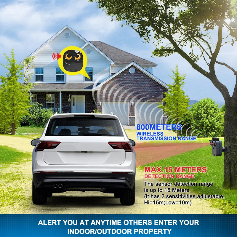 Wireless Driveway Security Alarm Waterproof PIR Motion Detector Garage Welcome Burglar Alarm Secure System Patrol
