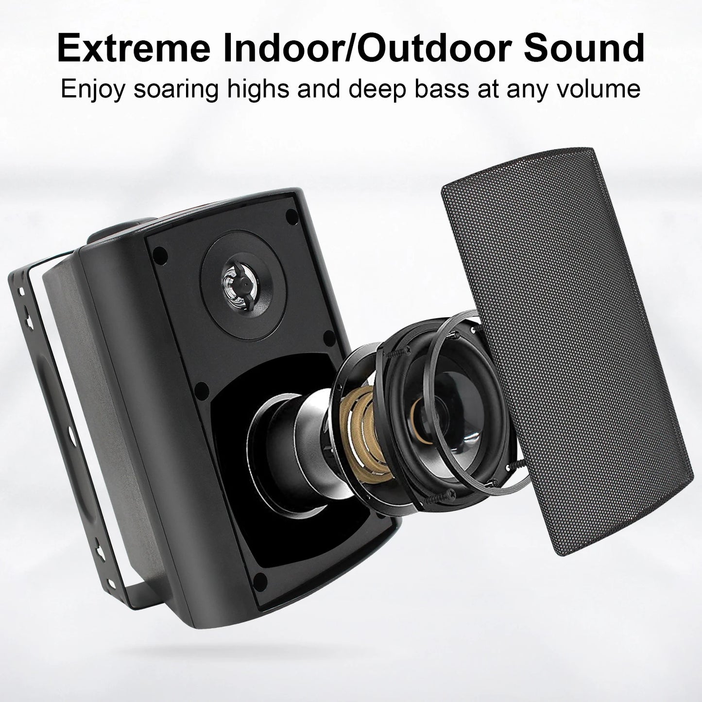 2PCS 4'' 200W Passive Wired Outdoor Speakers With Powerful Bass Expansive Stereo Sound Coverage All-Weather Durability