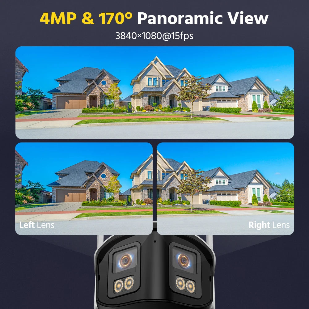 Wireless Security Camera System 4CH NVR 4MP Dual Lens WiFi6 Outdoor CCTV Kit Home Surveillance with Alexa