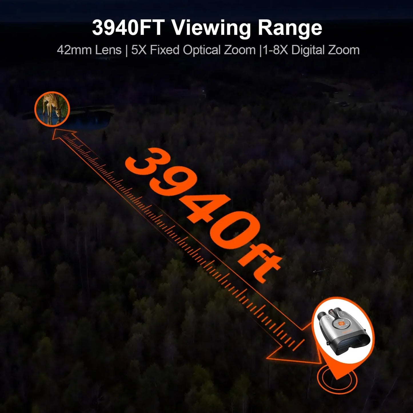 True 4K Night Vision Binoculars 1200m Long Range Night Viewing Goggles Full Color Photo and Video with App Control for Camping
