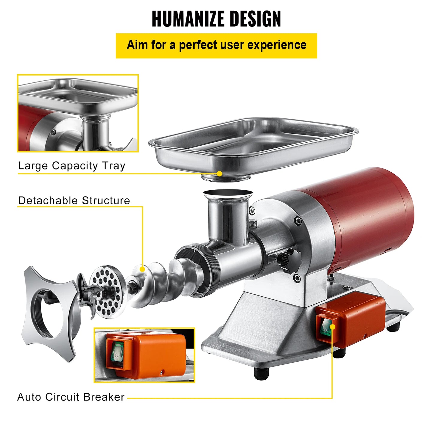 Electric Meat Grinder 250Kg/H 300Kg/H W/ Drawers Max Powerful Chopper Shredder Commercial Home Appliance Food Processor