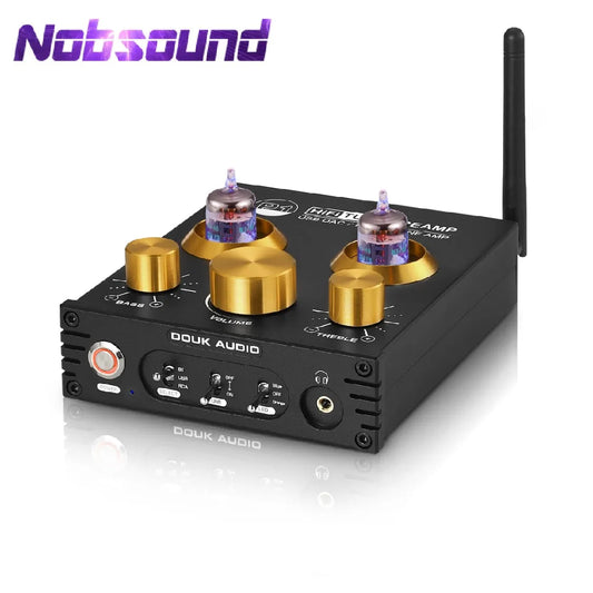 Nobsound HiFi Bluetooth 5.0 JAN 5725 Valve Tube Preamp Bass Preamplifier Stereo Audio Headphone Amplifier USB DAC APTX