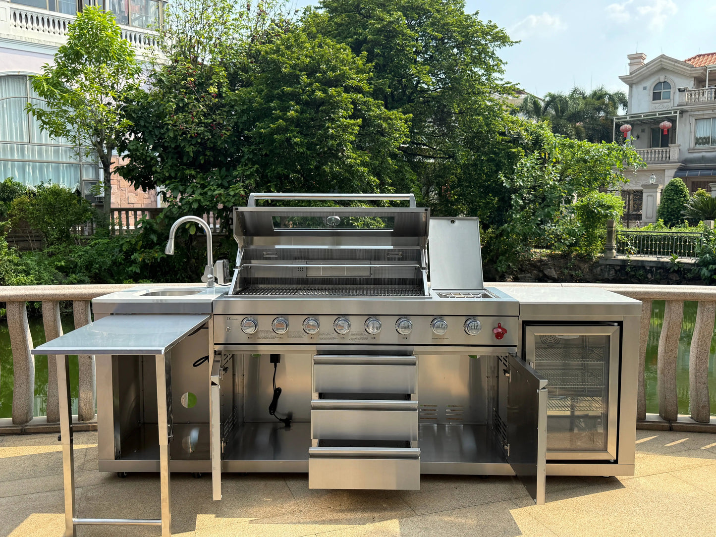 USA Warehouse in Stock 304 Stainless Steel Fitted BBQ Gas Grill Station Outdoor Kitchen Setup0 for Garden Perfect for Gathering
