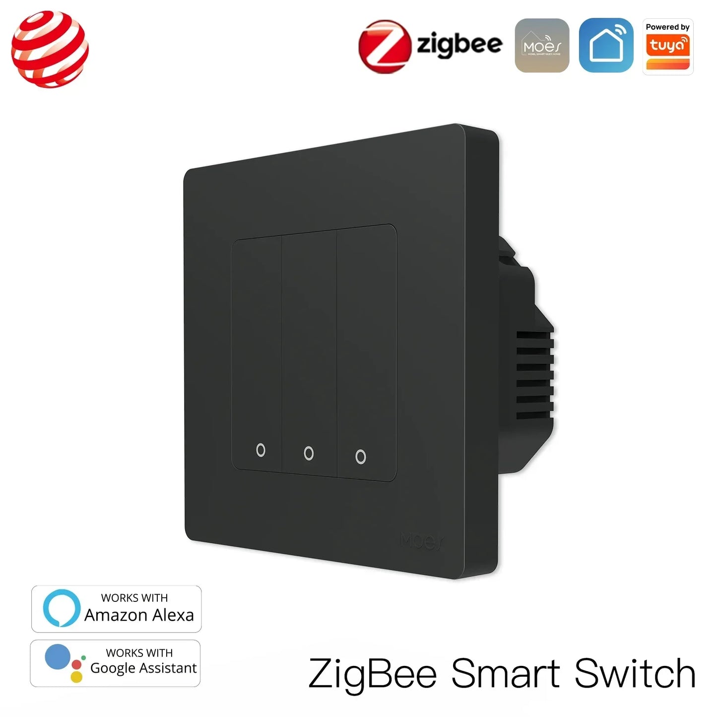 MOES Star Ring Series ZigBee Smart Light Switch Dimmer Switch and Curtain Switch Smart Life APP Work with Alexa Google Home