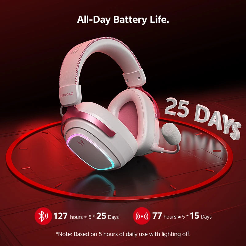 QCY Gaming Headset Heroad GT2 H5GMA THX Spatial Audio+7.1.4 Tri-mode RGB 3Mic ENC Over Ear Headphone for PC/PS5 Headset Gamer