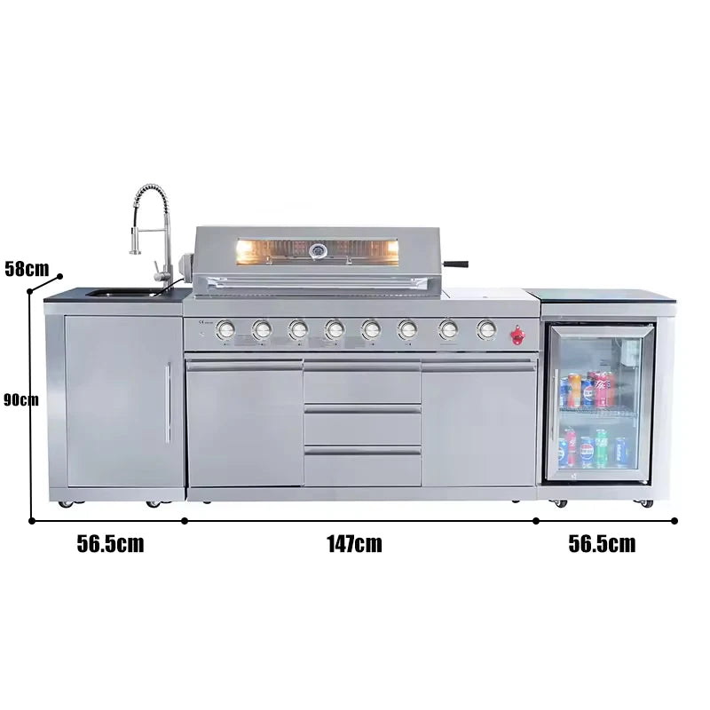 USA Warehouse in Stock 304 Stainless Steel Fitted BBQ Gas Grill Station Outdoor Kitchen Setup0 for Garden Perfect for Gathering