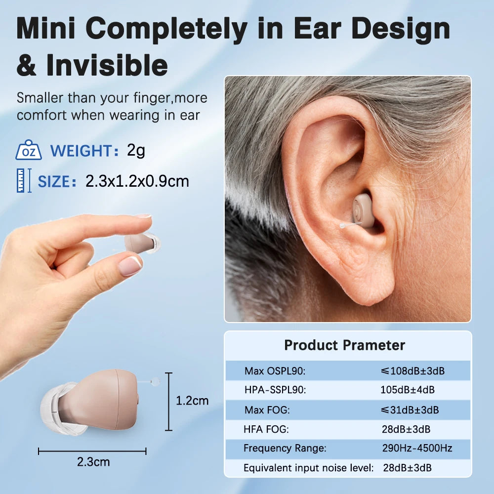 Hearing Aids for Seniors Rechargeable Hearing Amplifiers for Adults, Volume Adjustment All-Day Comfort Crystal Clear Sound