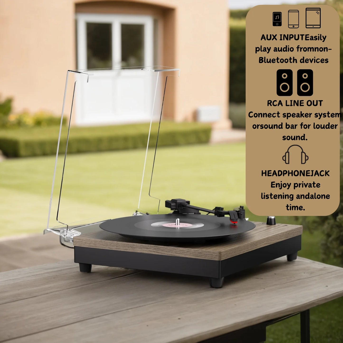 Record Player Portable Suitcase Audio with Built-in Speakers, 3-Speed Vinyl Spinne