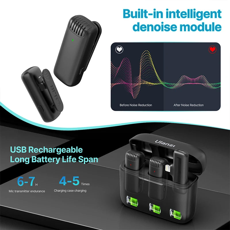 Wireless Lavalier Microphone Audio Video Recording Mini Mic Plug Play For Smartphone Android iPhone Live Broadcast