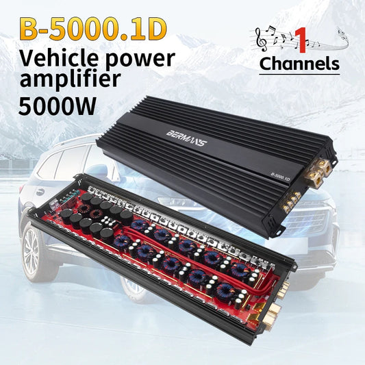 Maximum 5000W mono car audio amplifier, low distortion, smooth sound quality, 1 ohm mono Class D high-power car amplifier effici