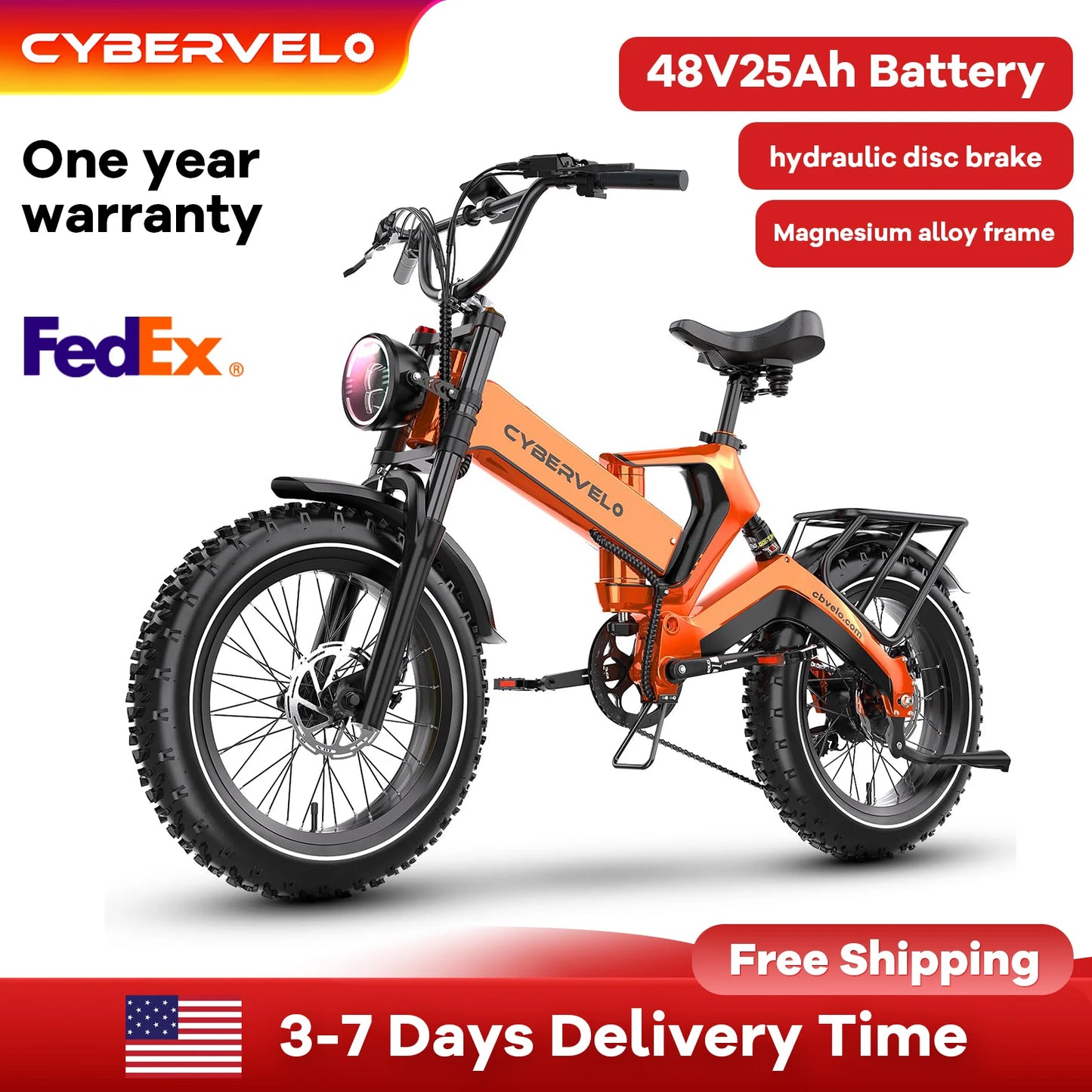 20” Fat Tire 2000W Peak Motor Luxury Foldable ebike 48V Removable Battery E Bicycle 35+ MPH 100+Miles Long Range EK6