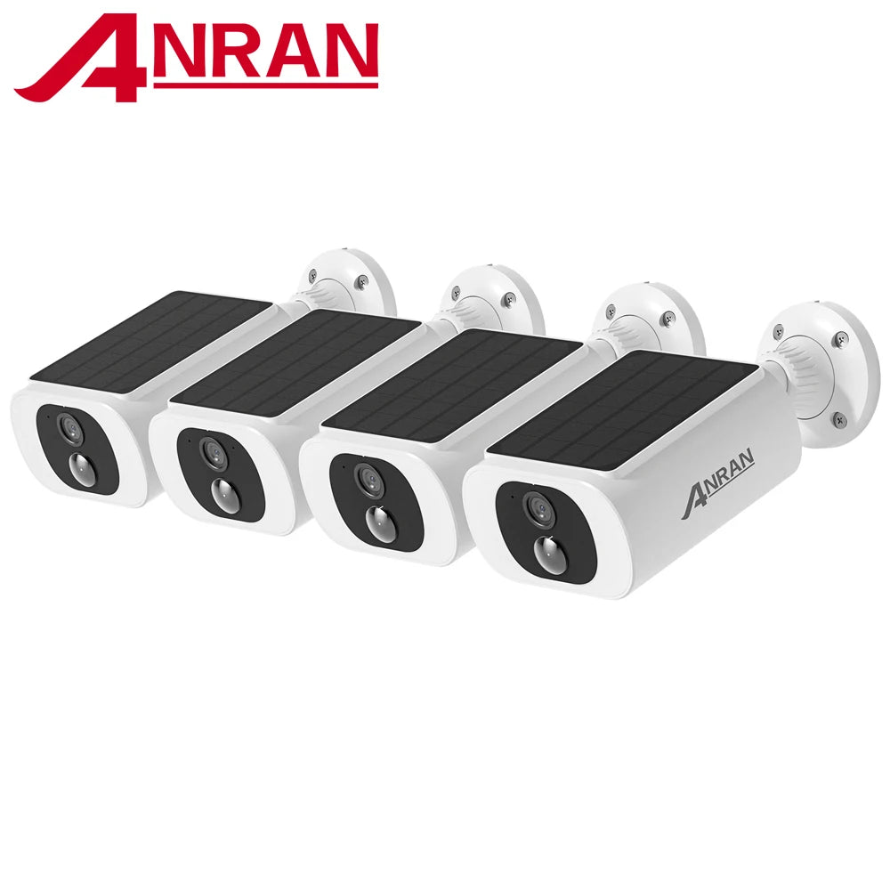 Solar Camera 4PCS Home Security Cameras Set 2.4G Wireless WIFI Camera Built-in Battery,Floodlight,Color Night Vision