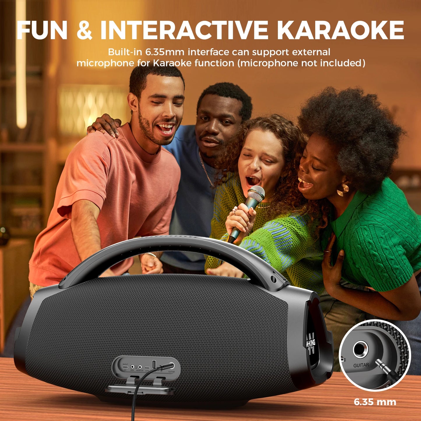200W RMS Portable Bluetooth Speakers, Massive Bass Party Boombox IPX7 Waterproof Speaker Large, Loud Outdoor Speaker