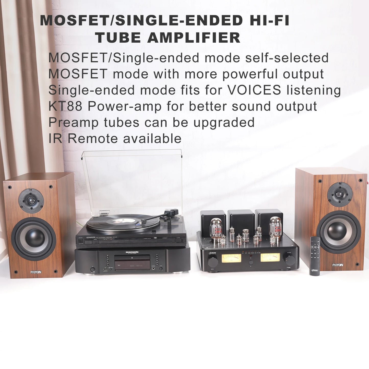 Juson Audio FTA88-N 180W KT88 HiFi Tube Amp Class A Phono Vacuum Amp With Mosfet Single Ended Dual Mode Remote LDAC aptX-HD