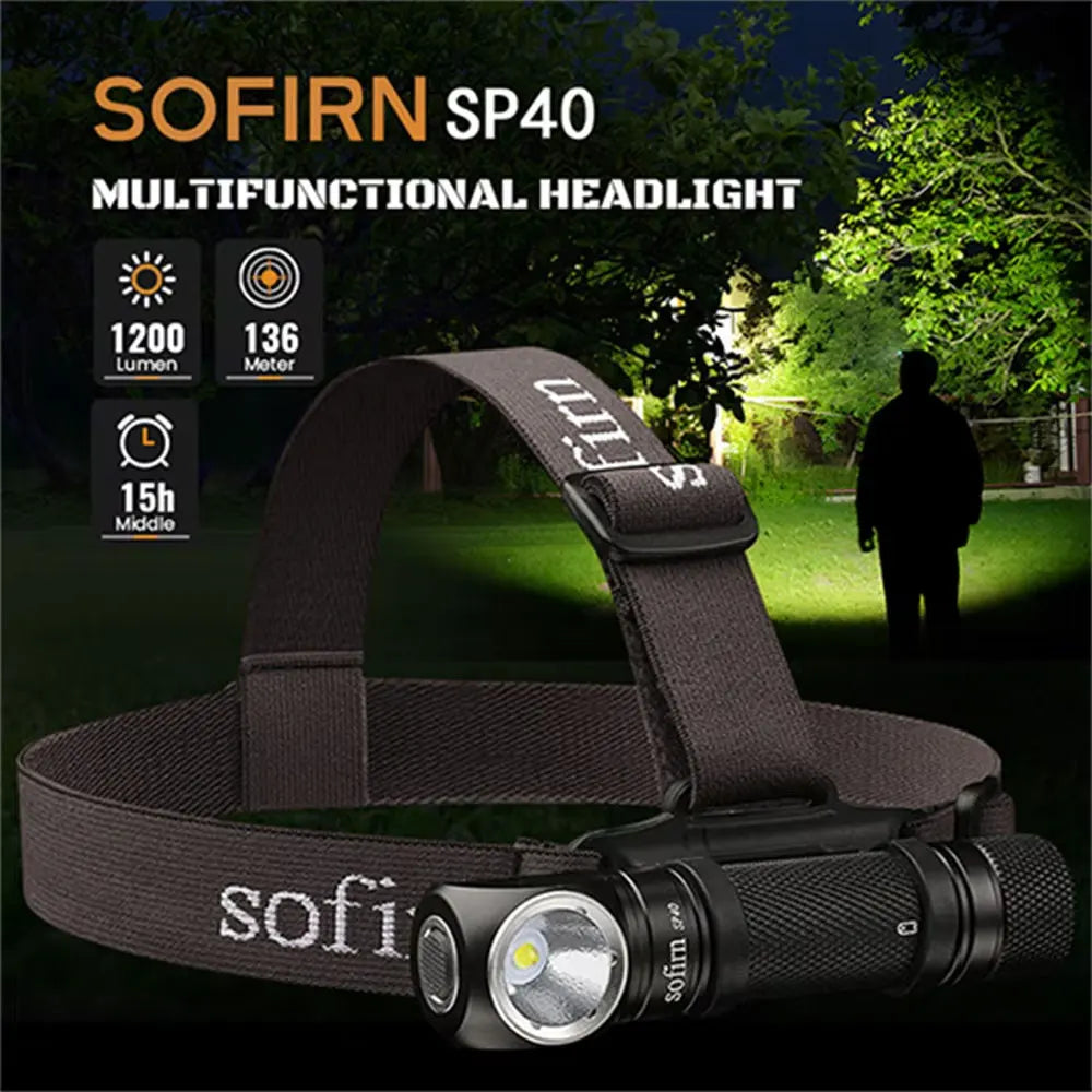 LED EDC Headlamp 18650 Rechargeable Lamp 1200lm Bright Outdoor Fishing Torch with Magnet TailCap