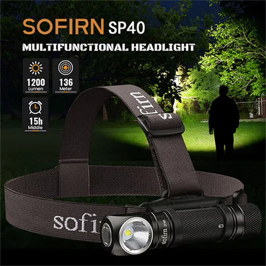 LED EDC Headlamp 18650 Rechargeable Lamp 1200lm Bright Outdoor Fishing Torch with Magnet TailCap