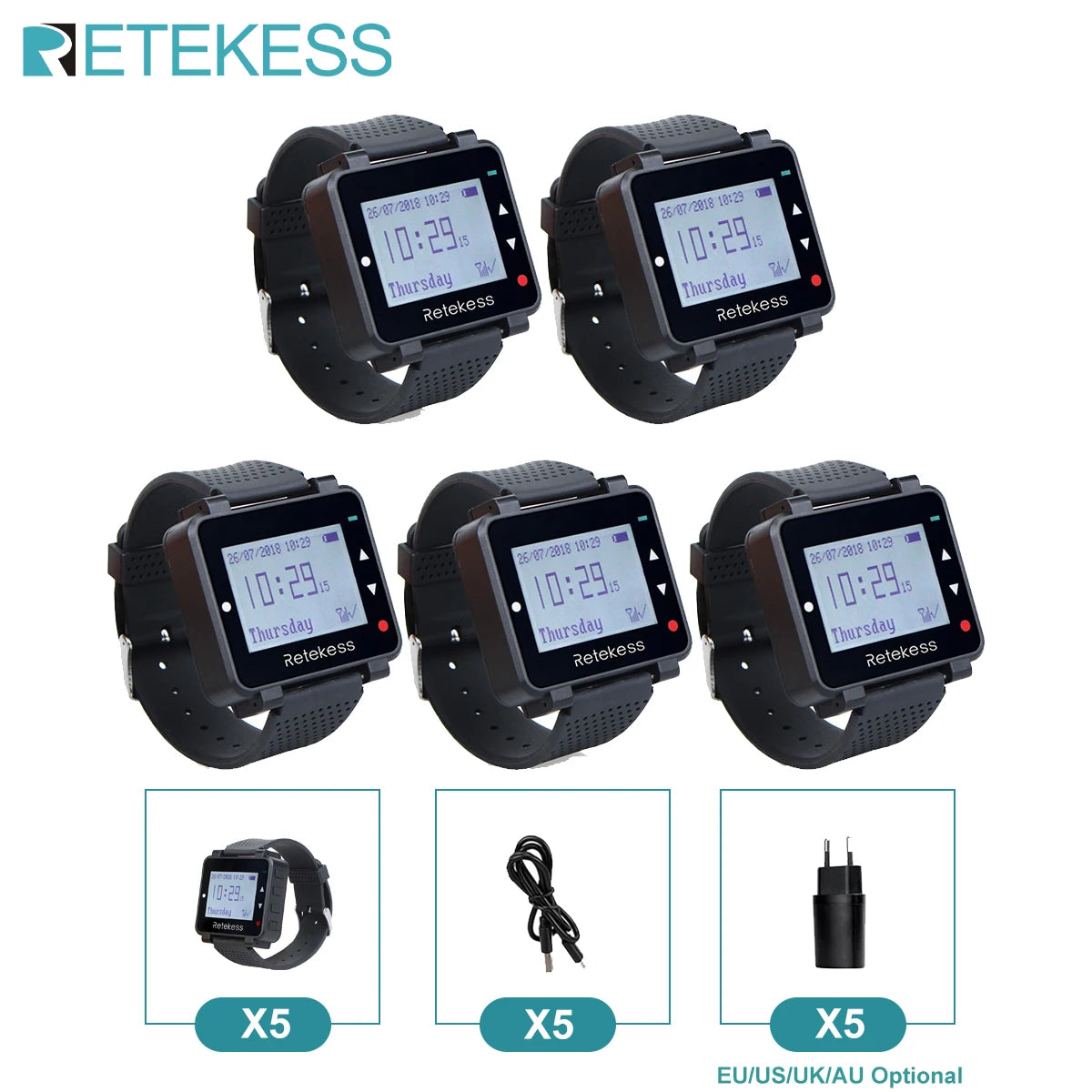 Wireless Waiter Calling System Restaurant Pager T128 Watch Receiver T117 Call Button Customer Service For Cafe