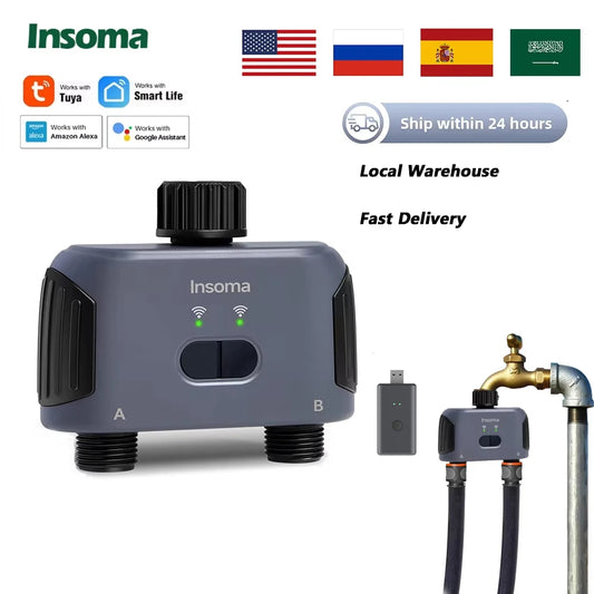 Automatic Water Timer Zigbee Wifi 2-Outlet Garden Irrigation Watering System Sprinkler Programmer Tools support Alexa