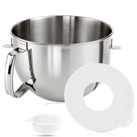 6QT Bowl-Lift Stand Mixer Bowl With Lid,Compatible with Kitchenaid Professional 600 Mixer, Polished Stainless Steel