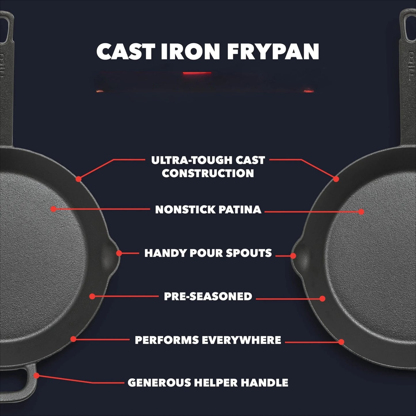 4-Piece Pre-Seasoned Cast Iron Skillet Cookware Set, Black