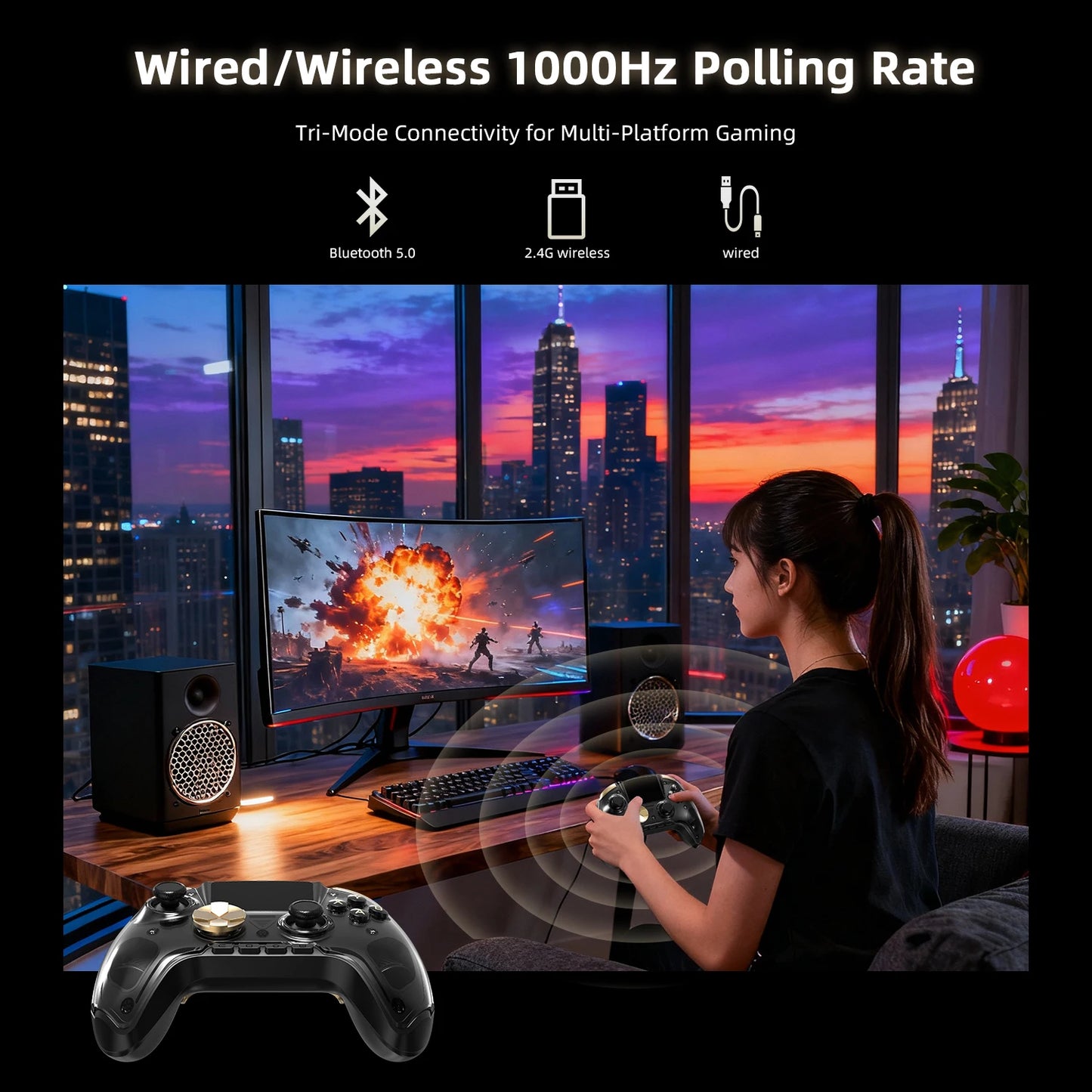 RG G01 Retro Games Controller Hall Effect Triggers Bluetooth/Wired/Wireless XBOX Gamepad for PC Android IOS Steam Linux