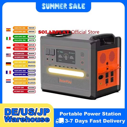 Portable Power Station 2500W/2300Wh Solar Generator with 4 AC Outlets (4800W Peak) Large Capacity Emergency Power