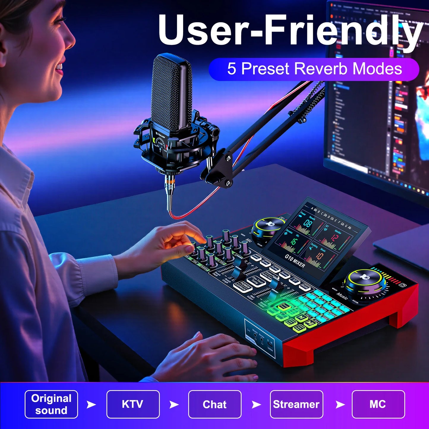 Professional Microphone Bundle with Voice Changer & Reverb Kit for Podcasting, Influencers, Kols, Singing, Gaming, And Djing. This Controller Equipment Is Designed for Studio-Quality Recording And Electronic Music Mixing