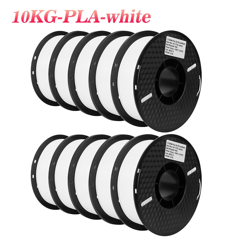22LBS PETG or PLA filament 3D Printer Filament 10 Rolls 1KG 1.75MM Eco-Friendly Good Toughness Mix Color Free Shipping