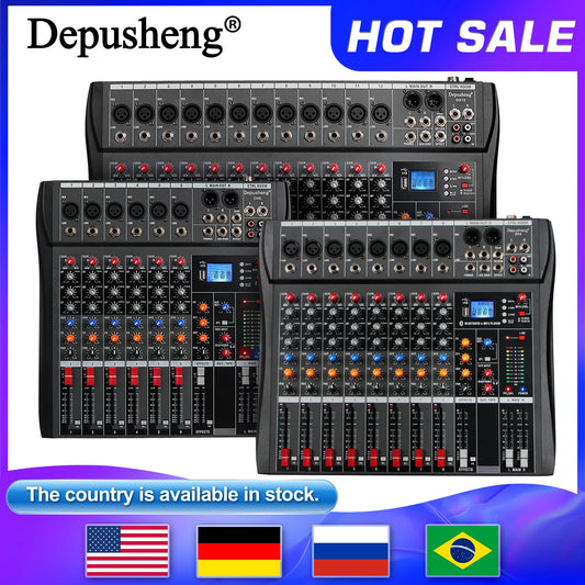 6//8/12 Channel Professional Audio Mixer  Studio Audio Console USB MP3 Input 48v Phantom Power DJ Console