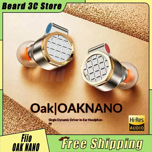 Fiio Oak Nano Moving Coil In-Ear Headphones Beryllium Metal Diaphragm Hifi Beryllium Metal Dome Diaphragm Three Kinds Plugs