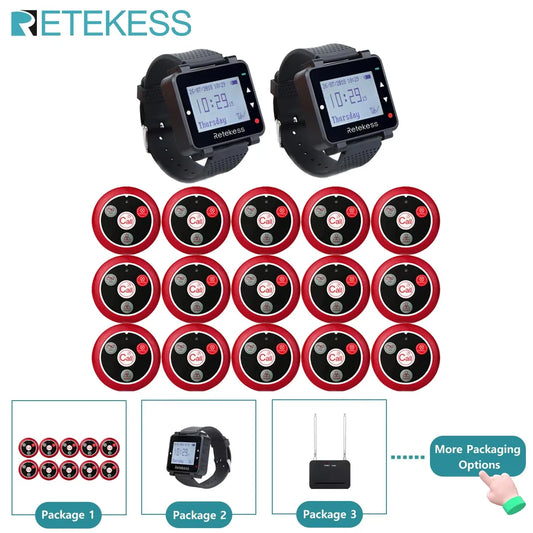 Wireless Waiter Calling System Restaurant Pager T128 Watch Receiver T117 Call Button Customer Service For Cafe